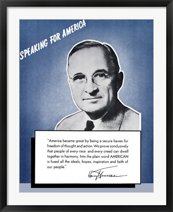 Framed Speaking for America - Harry Truman Print