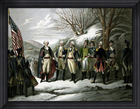 Framed General George Washington and his Military Commanders Print