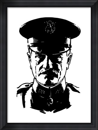 Framed General John J Pershing Print