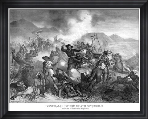 Framed Battle of Little Bighorn Print