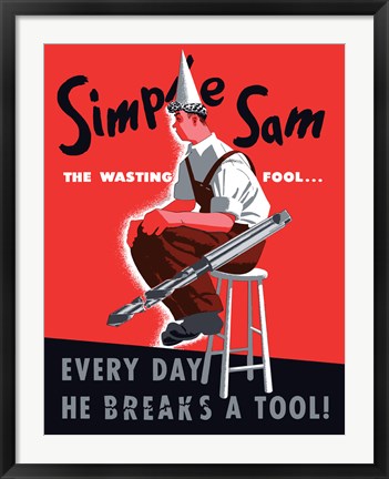 Framed Simple Sam the Wasting Fool Print