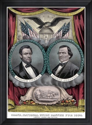 Framed Digitally Restored 1864 Election Banner Print