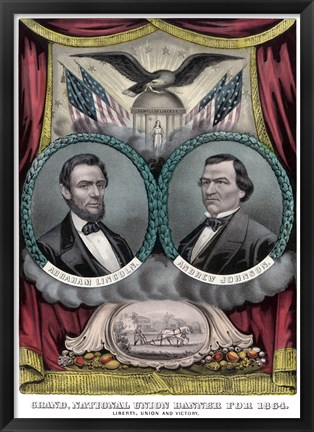 Framed Digitally Restored 1864 Election Banner Print