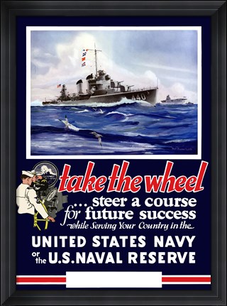 Framed Vintage World War II Navy Print