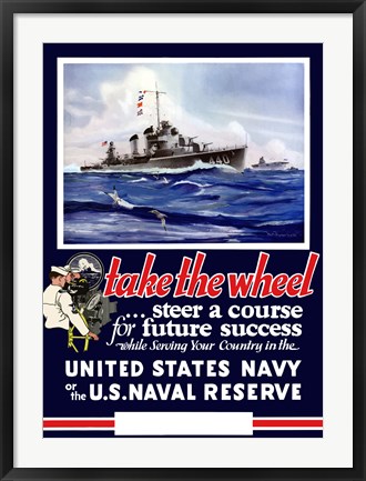 Framed Vintage World War II Navy Print