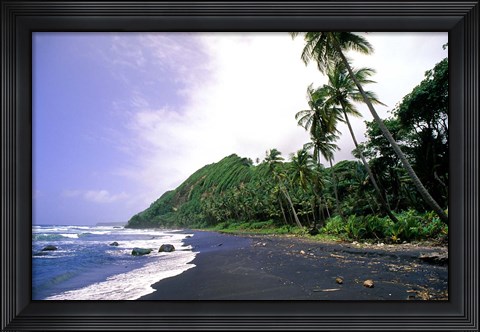 Framed Black Sand Beach, Dominica Print