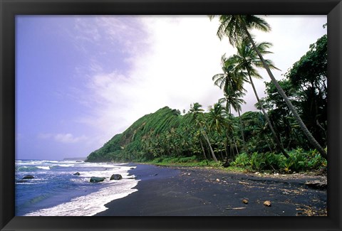Framed Black Sand Beach, Dominica Print