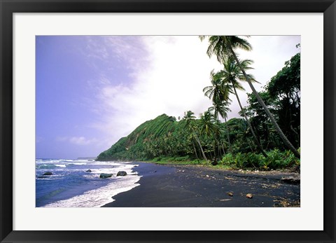 Framed Black Sand Beach, Dominica Print