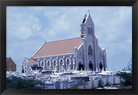 Framed Church at Jan Kok, Curacao, Caribbean Print