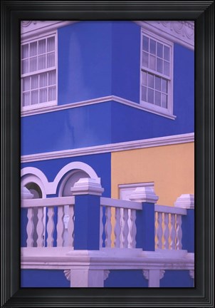 Framed Blue Building and Detail, Willemstad, Curacao, Caribbean Print