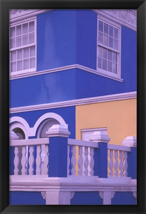 Framed Blue Building and Detail, Willemstad, Curacao, Caribbean Print