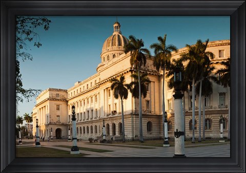 Framed Cuba, Havana, Capitol Building, sunset Print