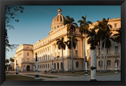 Framed Cuba, Havana, Capitol Building, sunset Print