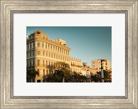 Framed Cuba, Havana, Havana Vieja, Hotel Saratoga, sunset Print