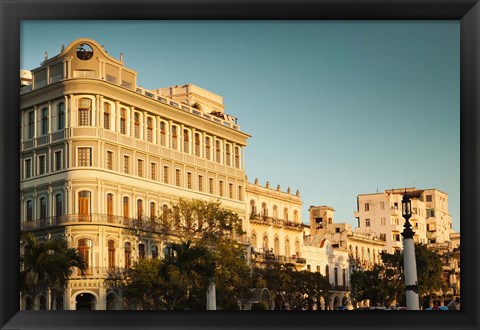 Framed Cuba, Havana, Havana Vieja, Hotel Saratoga, sunset Print