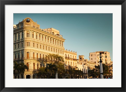 Framed Cuba, Havana, Havana Vieja, Hotel Saratoga, sunset Print