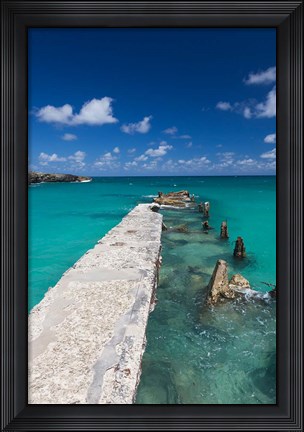 Framed Cuba, Havana, Playas del Este, Playa Jibacoa, pier Print