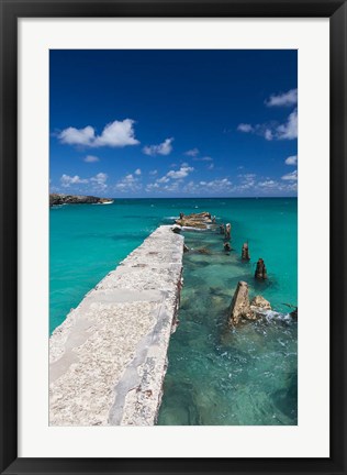 Framed Cuba, Havana, Playas del Este, Playa Jibacoa, pier Print