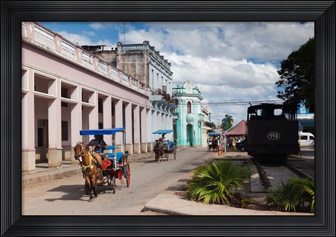 Framed Cuba, Matanzas Province, Colon, horse drawn taxi Print