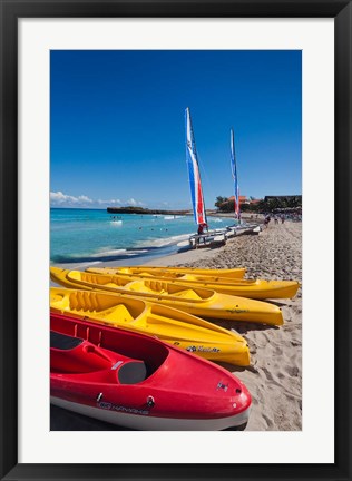 Framed Cuba, Matanzas, Varadero Beach, kayaks Print