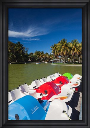 Framed Cuba, Matanzas, Varadero, Parque Josone park paddle boats Print