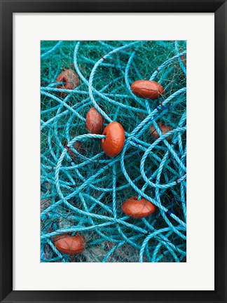 Framed Dominica, Anse de Mai, fishing net Print