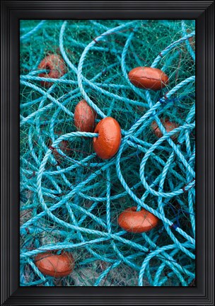Framed Dominica, Anse de Mai, fishing net Print