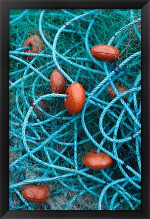 Framed Dominica, Anse de Mai, fishing net Print