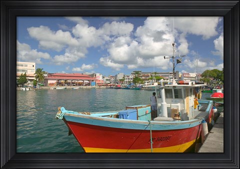 Framed Fish Sellers at the Waterfront, Grande Terre, Guadaloupe, Caribbean Print