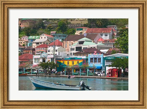 Framed Shops, Restaurants and Wharf Road, The Carenage, Grenada, Caribbean Print