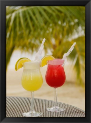 Framed Cocktails on the Beach, Jamaica, Caribbean Print