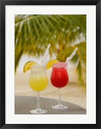 Framed Cocktails on the Beach, Jamaica, Caribbean Print