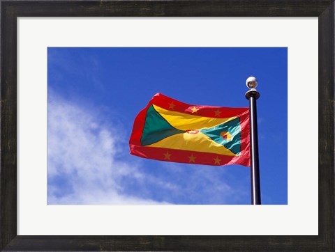 Framed National Flag of Grenada, Caribbean Print