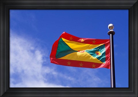 Framed National Flag of Grenada, Caribbean Print