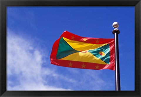 Framed National Flag of Grenada, Caribbean Print