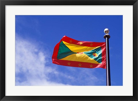 Framed National Flag of Grenada, Caribbean Print