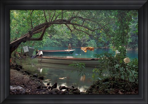 Framed Blue Lagoon, Jamaica, Caribbean Print