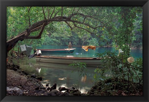 Framed Blue Lagoon, Jamaica, Caribbean Print