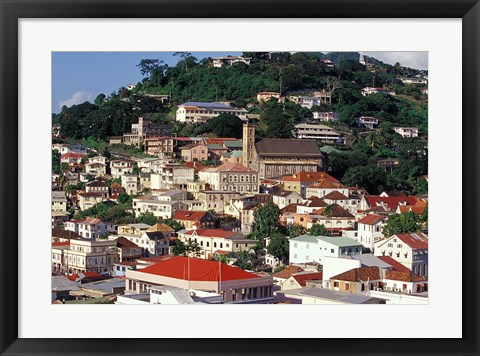 Framed View of Downtown St George, Grenada, Caribbean Print