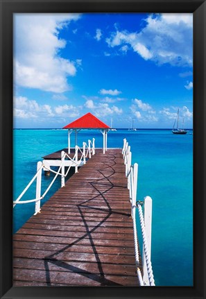 Framed Dock in St Francois, Guadeloupe, Puerto Rico Print