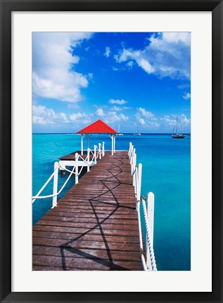 Framed Dock in St Francois, Guadeloupe, Puerto Rico Print