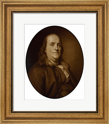 Framed Benjamin Franklin (sepia tone) Print
