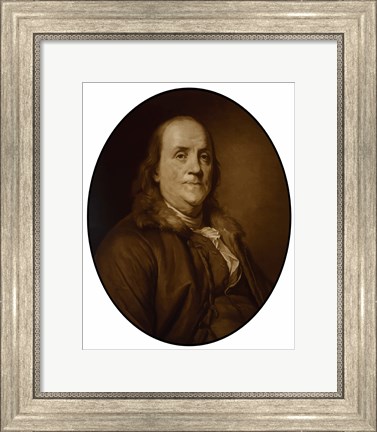 Framed Benjamin Franklin (sepia tone) Print