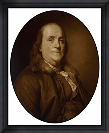 Framed Benjamin Franklin (sepia tone) Print