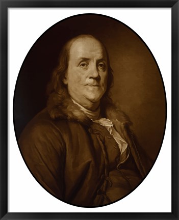 Framed Benjamin Franklin (sepia tone) Print