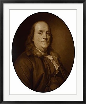 Framed Benjamin Franklin (sepia tone) Print