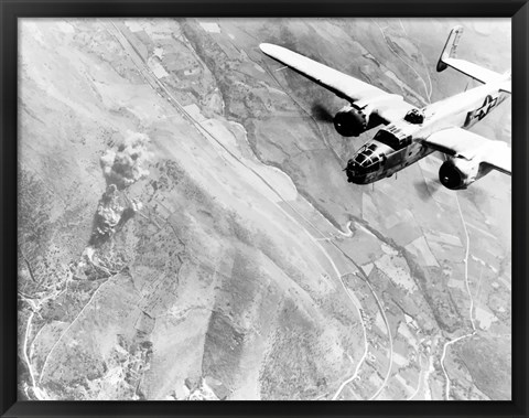 Framed B-25 bomber During WWII Print