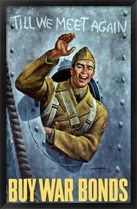 Framed American Soldier Waving Print