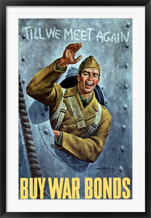 Framed American Soldier Waving Print