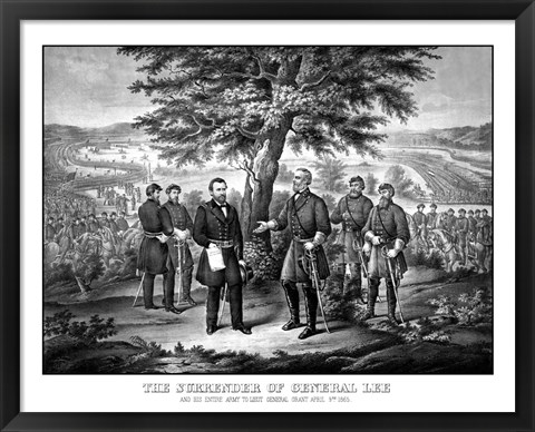 Framed Surrender of General Robert E Lee to General Ulysses S Grant Print